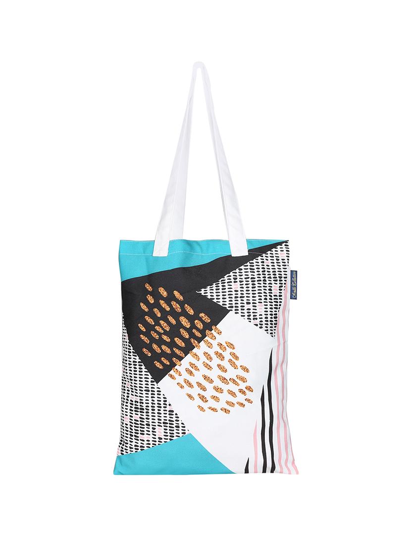 white polyester printed tote - 13710070 -  Zoom Image - 0