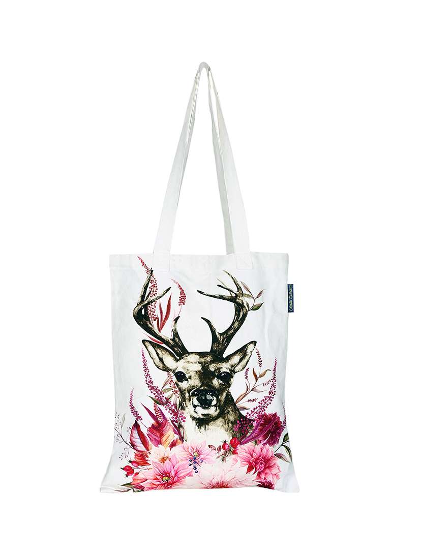 white polyester printed tote - 13710071 - Zoom Image - 0