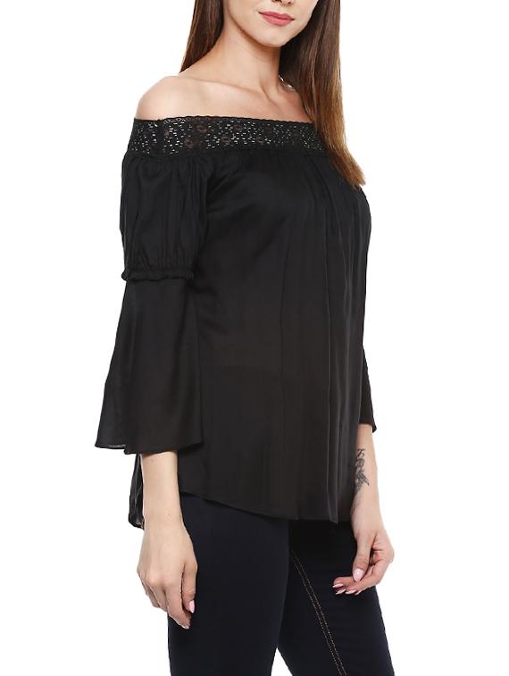 black rayon peasant top - 13712058 - Standard Image - 1