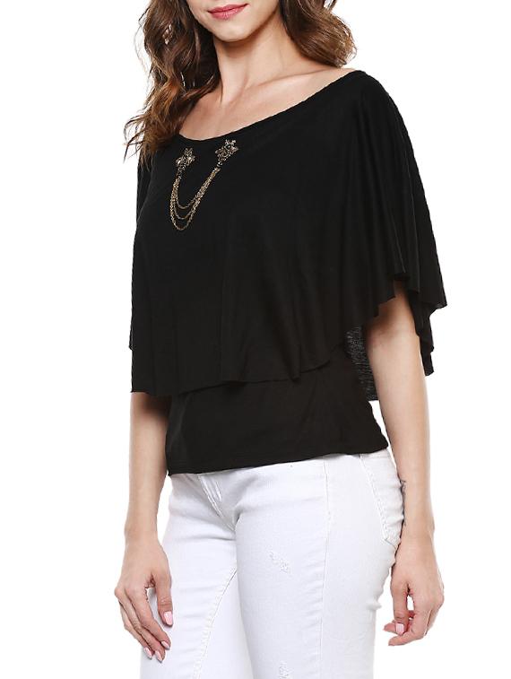 black jersey layered top - 13712060 -  Standard Image - 1