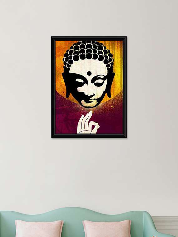 gautam buddha wall poster (with frame)