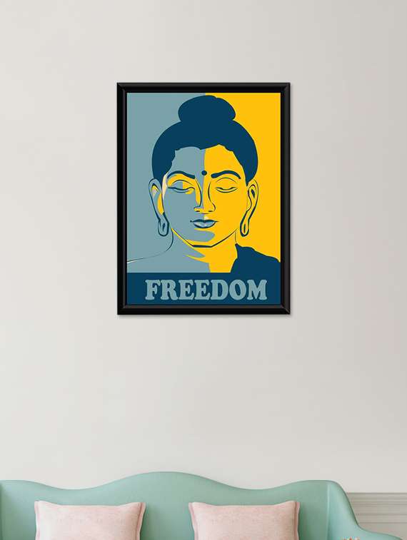 gautam buddha wall poster (with frame)