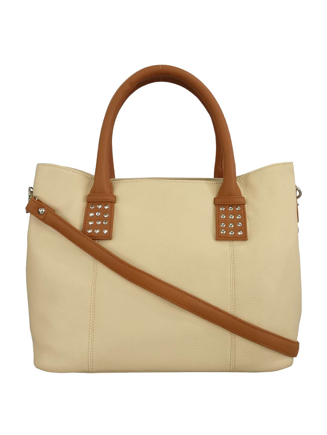 cream leatherette regular handbag