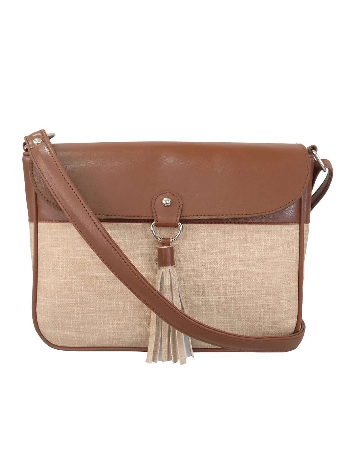 brown leatherette regular sling bag