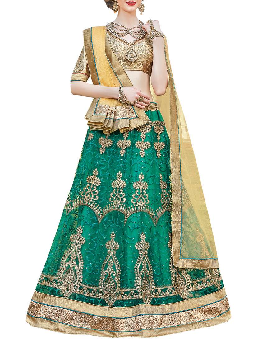 green net panelled lehenga