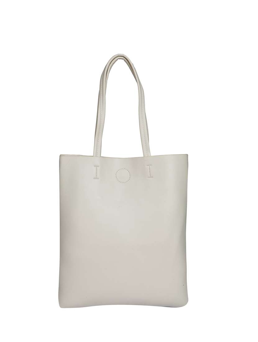white leatherette tote