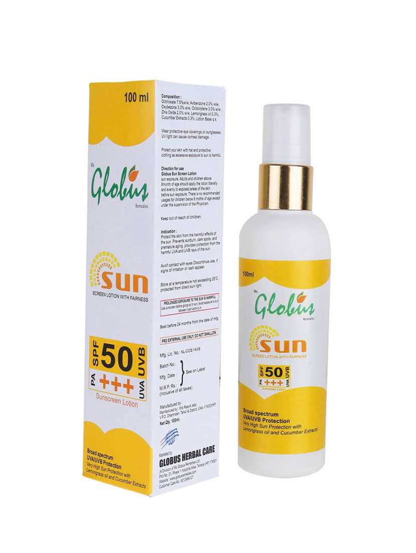 globus remedies sunscreen lotion with fairness 