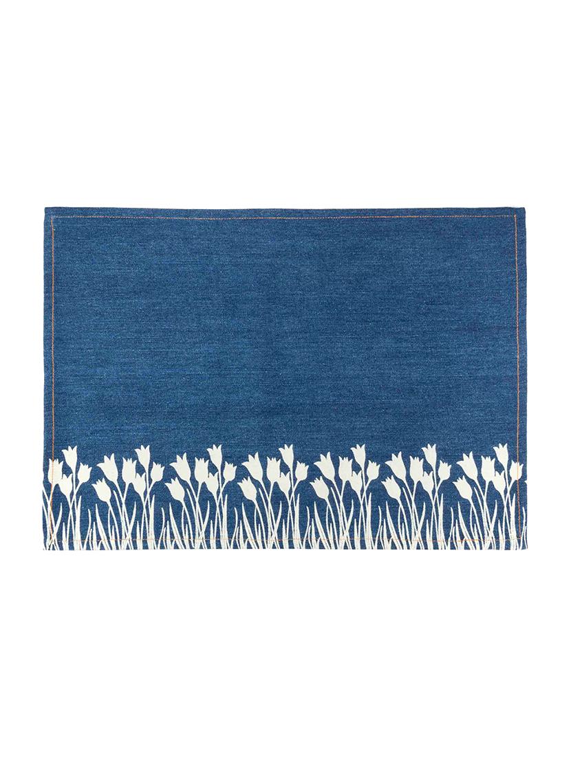 blue cotton denim set of 6 placemats for dining table - 13734228 -  Standard Image - 1