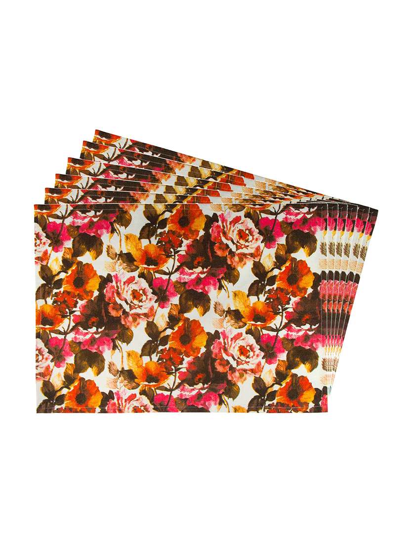 multicolour floral printed cotton canvas placemats for dining table