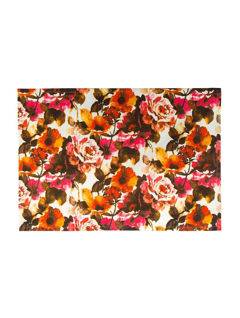 multicolour floral printed cotton canvas placemats for dining table - 13734235 -  Standard Image - 1