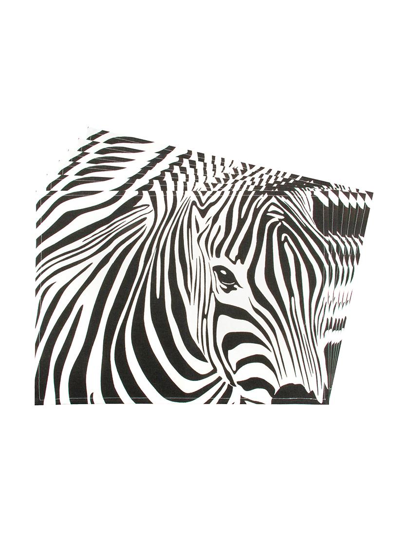white zebra printed cotton canvas placemats for dining table