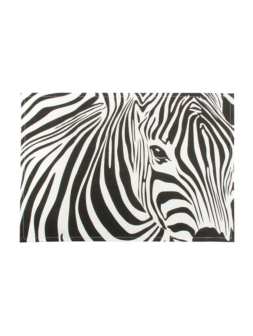 white zebra printed cotton canvas placemats for dining table - 13734239 -  Standard Image - 1