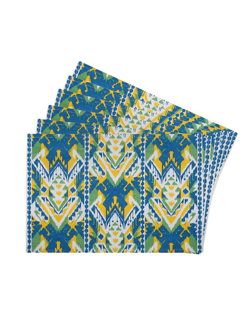 multicolour printed cotton canvas placemats for dining table