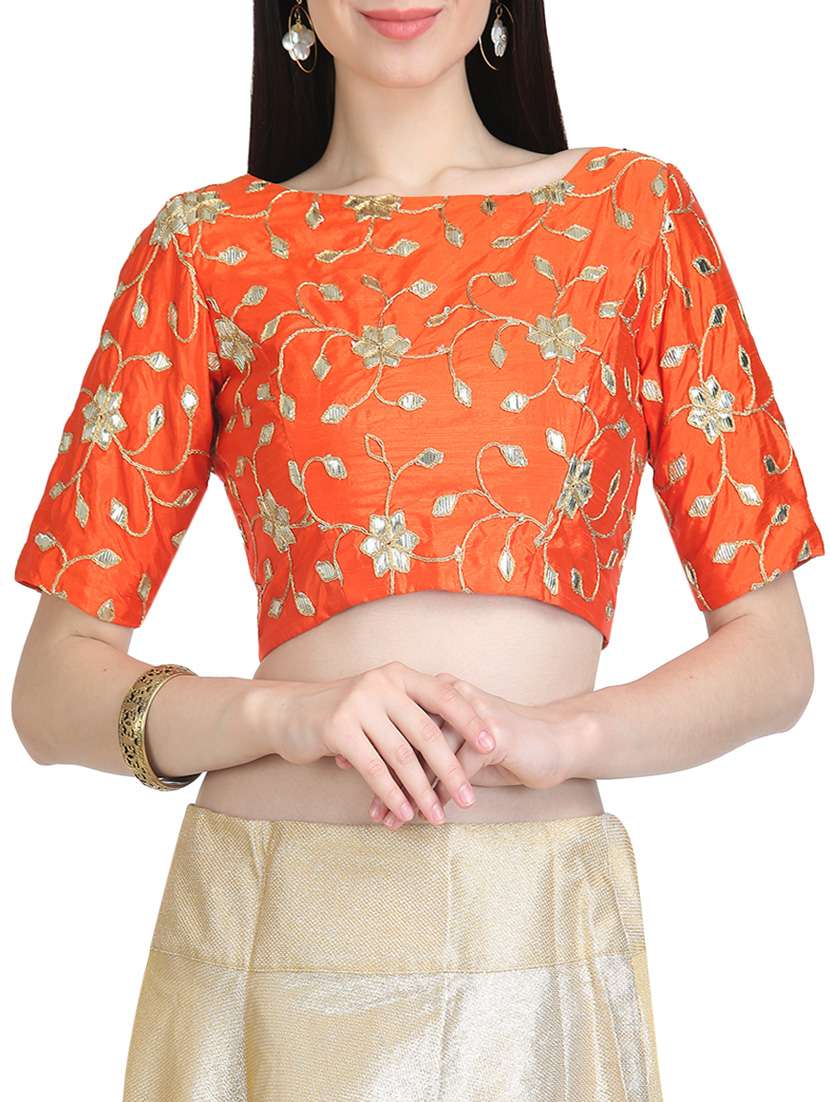 KAANCHIE NANGGIA orange embroidered stitched blouse
