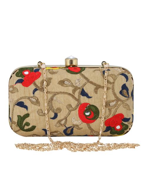 beige metal box clutch - 13736163 - Standard Image - 0