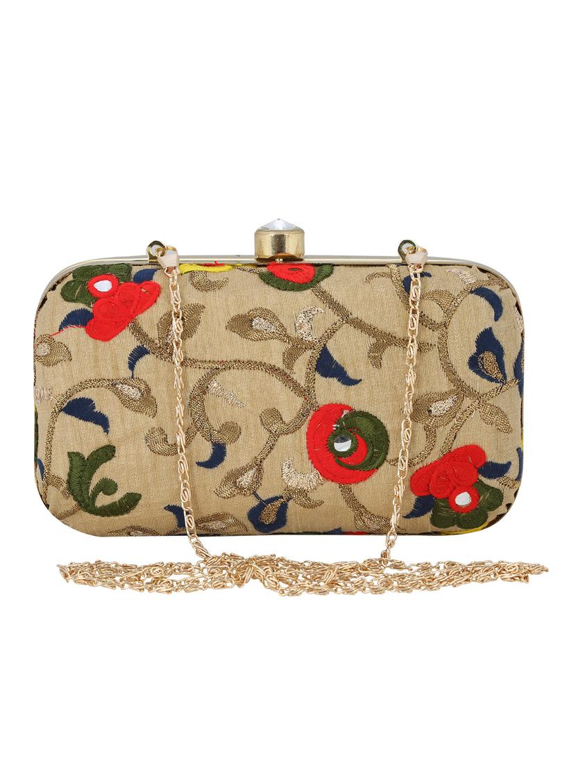 beige metal box clutch - 13736163 - Zoom Image - 0