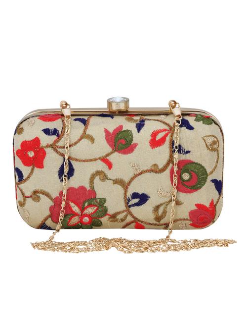 beige metal box clutch - 13736164 - Standard Image - 0