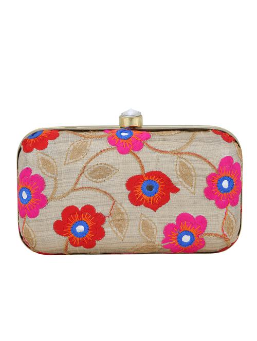 beige metal box clutch - 13736165 -  Standard Image - 0
