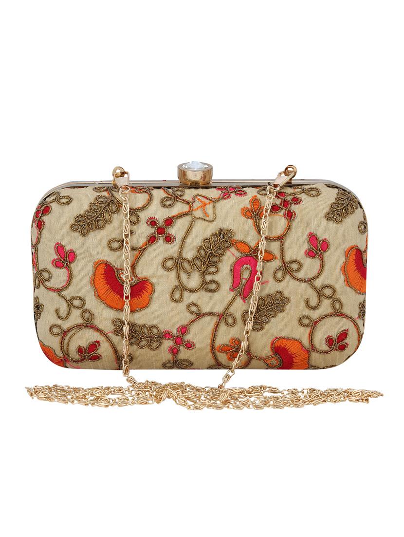 beige metal box clutch - 13736166 -  Zoom Image - 0