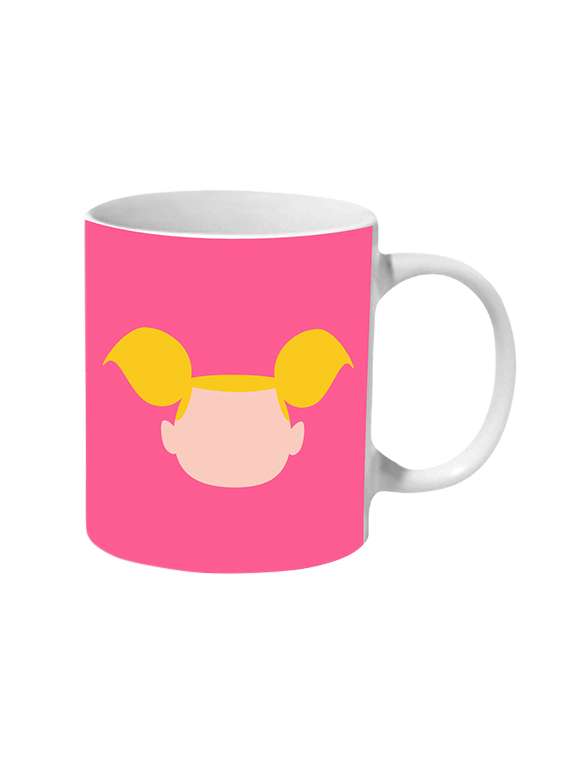 mooch wale dexter's deedee pink background ceramic mug