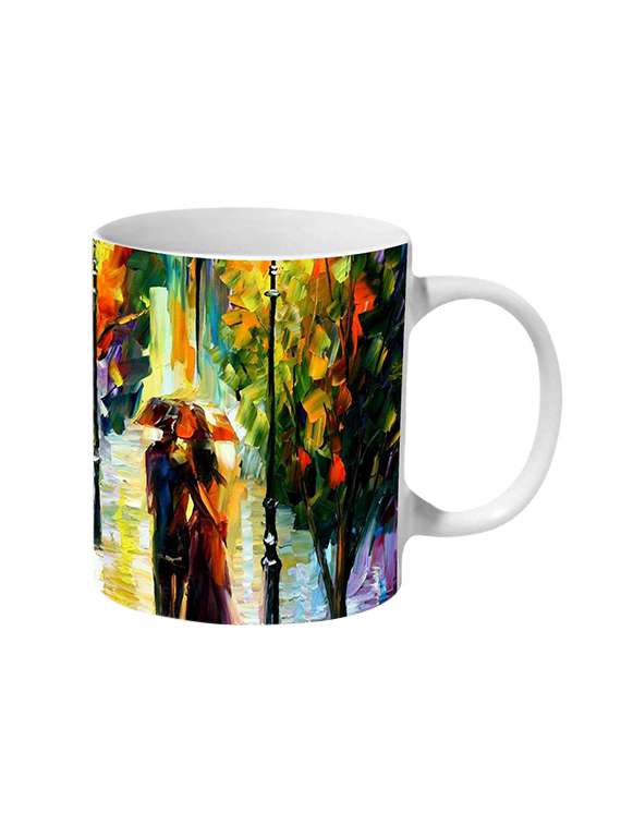 mooch wale couples walking under the umbrella art ceramic mug