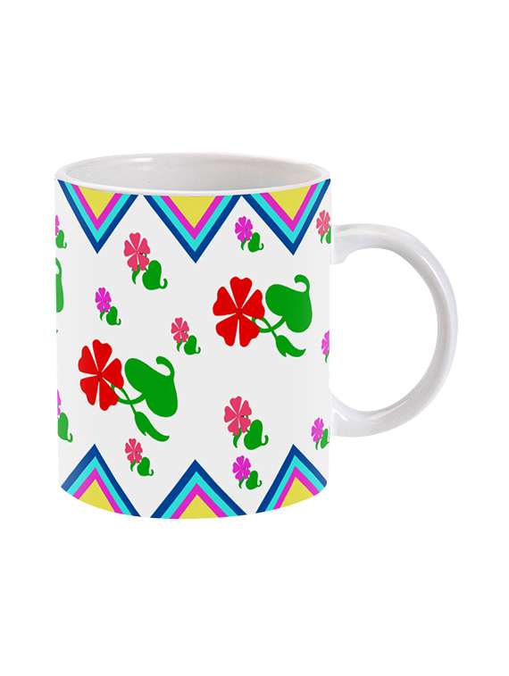 mooch wale red flower pattern ceramic mug