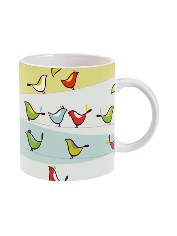 mooch wale birds on wire ceramic mug