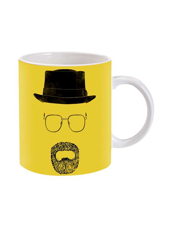mooch wale breaking bad walter black yellow background ceramic mug