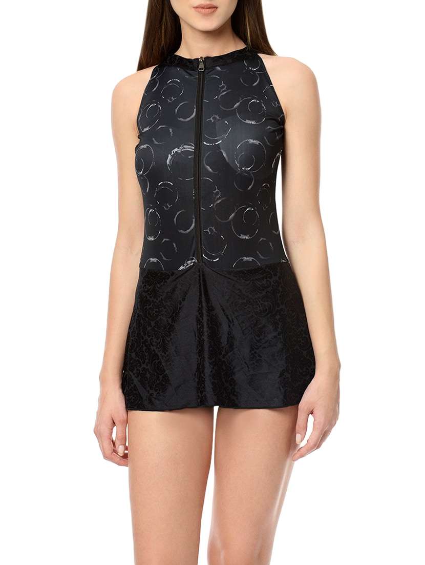 black nylon functional swimsuit