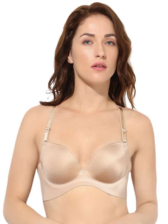 beige nylon push up bra