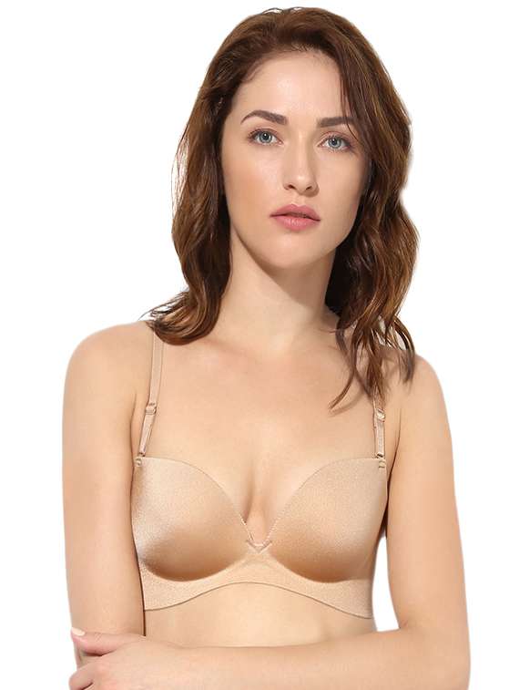 beige nylon push up bra