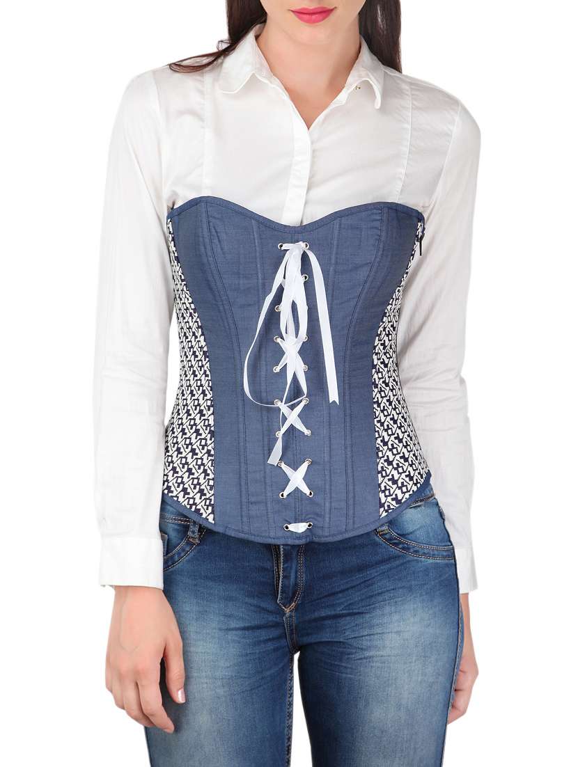lace up over-bust denim corset top
