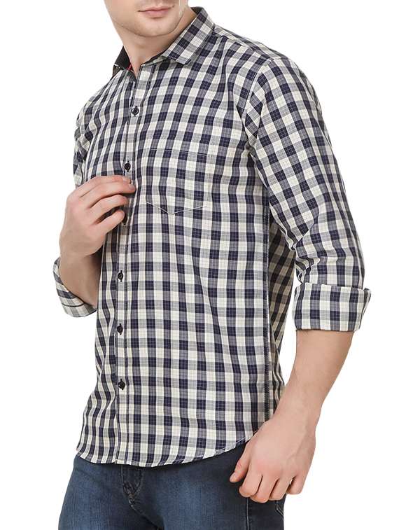 navy blue cotton casual shirt - 13739528 - Standard Image - 1