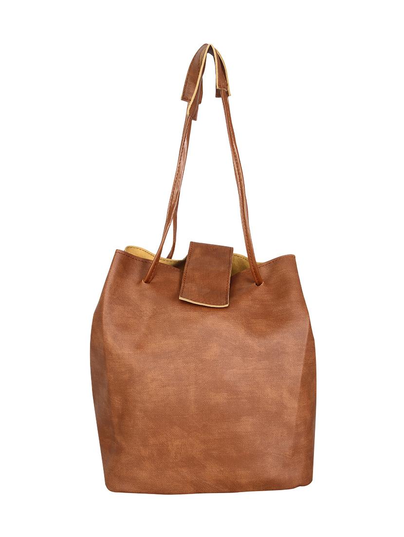 brown leatherette regular handbag - 13740702 -  Standard Image - 1