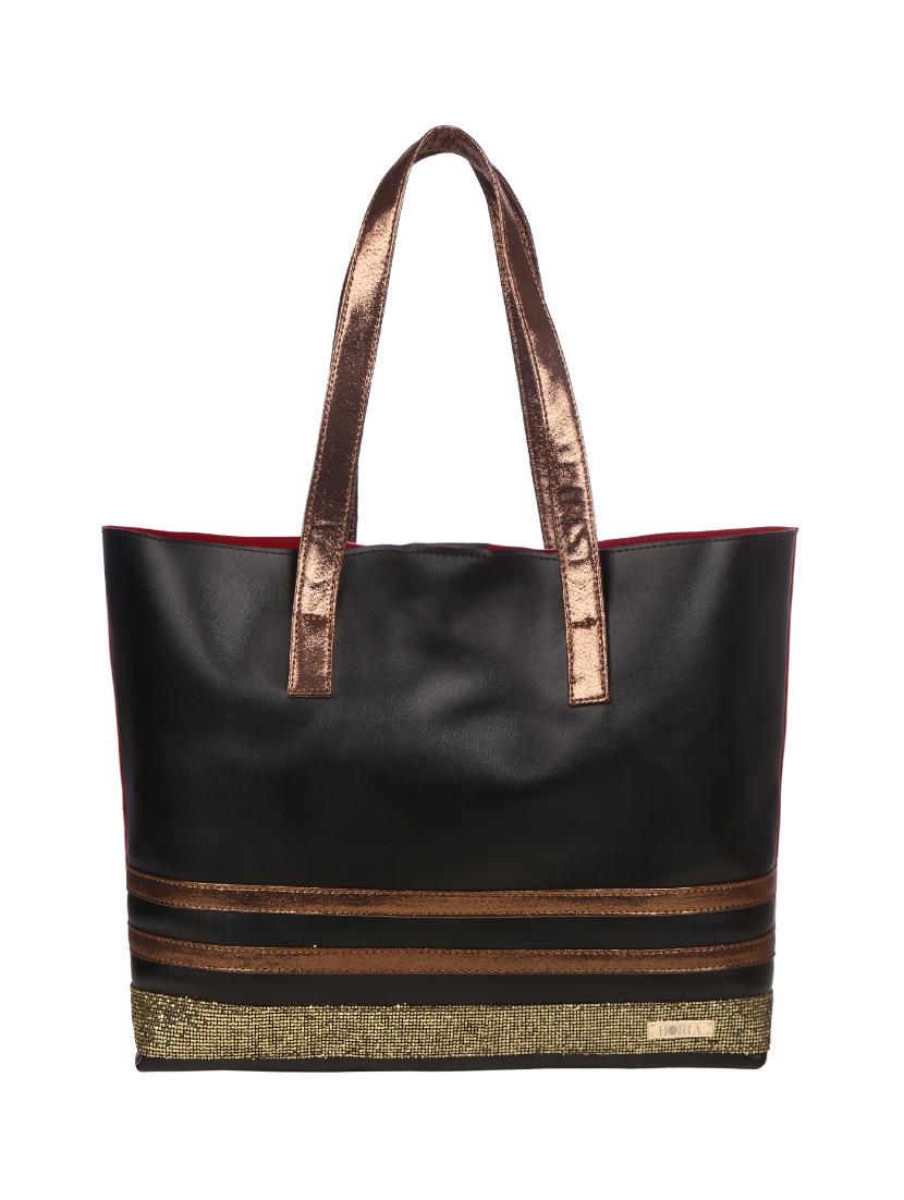 black leatherette regular tote - 13740704 - Standard Image - 1