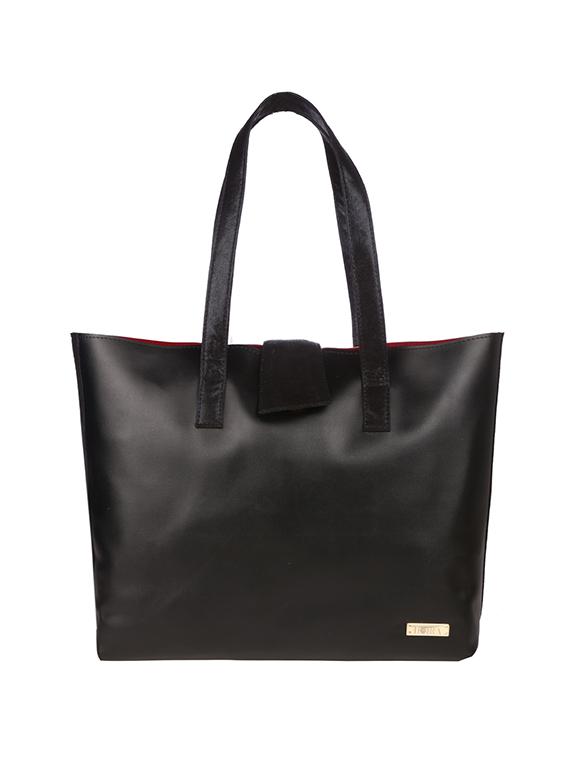 black leatherette regular tote - 13740709 - Standard Image - 1