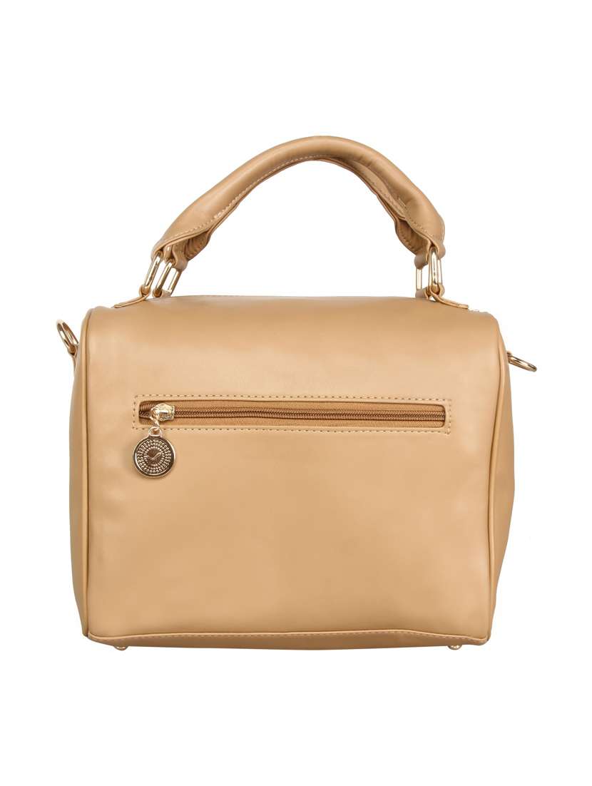 beige leatherette regular handbag - 13740751 - Standard Image - 1