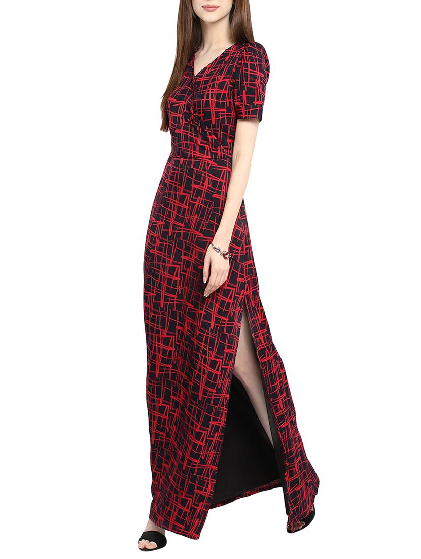 black crepe maxi dress - 13741079 - Standard Image - 1