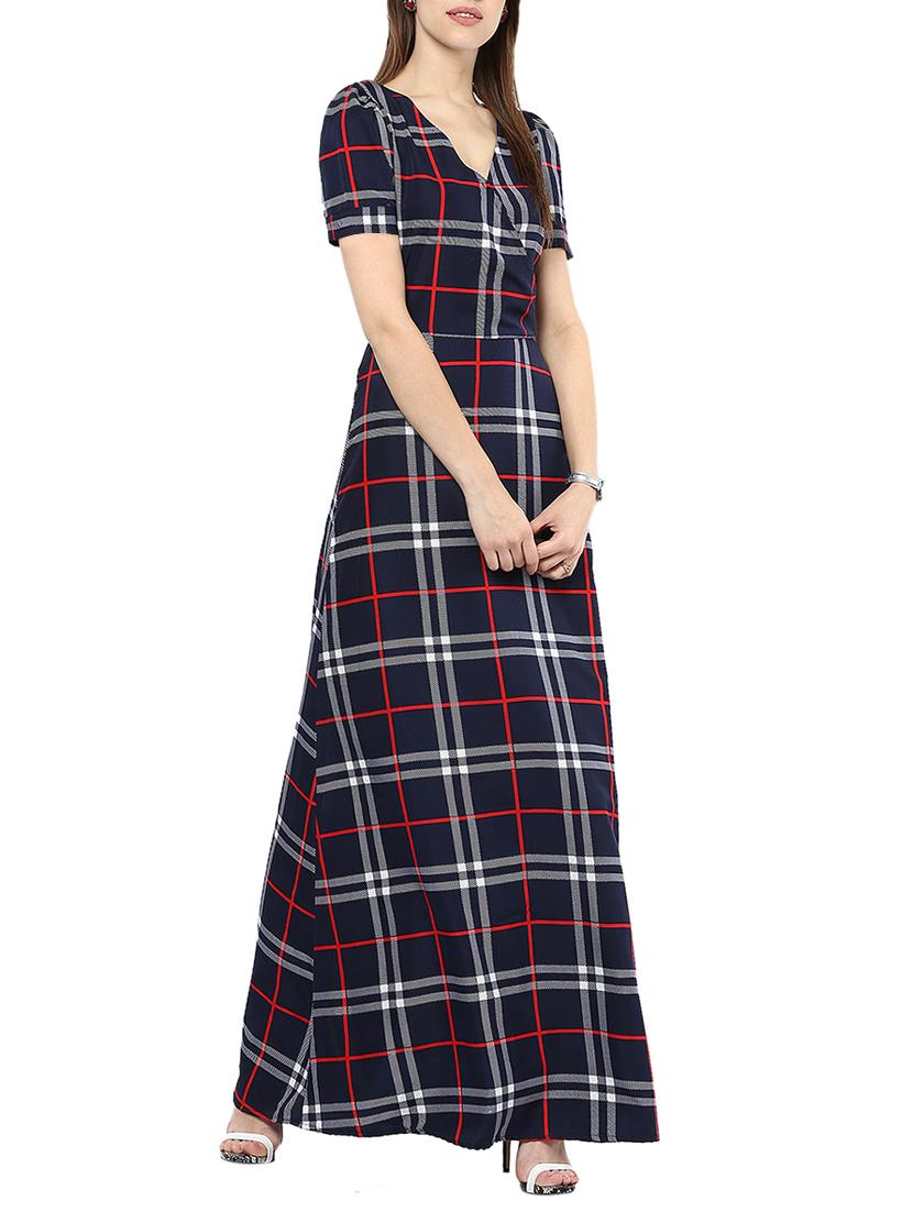 tie back checkered  maxi dress  - 13741080 -  Standard Image - 1