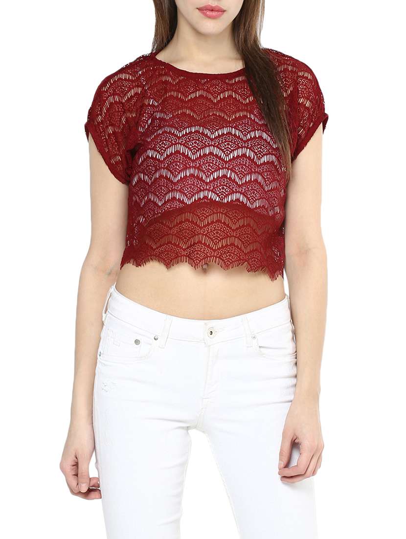 eye lash hem sheer crop top 