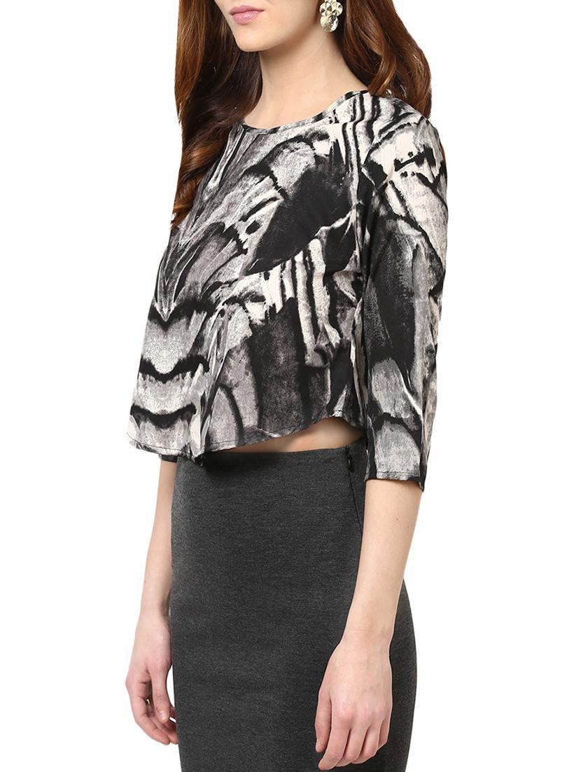 black crepe regular top - 13741093 -  Standard Image - 1