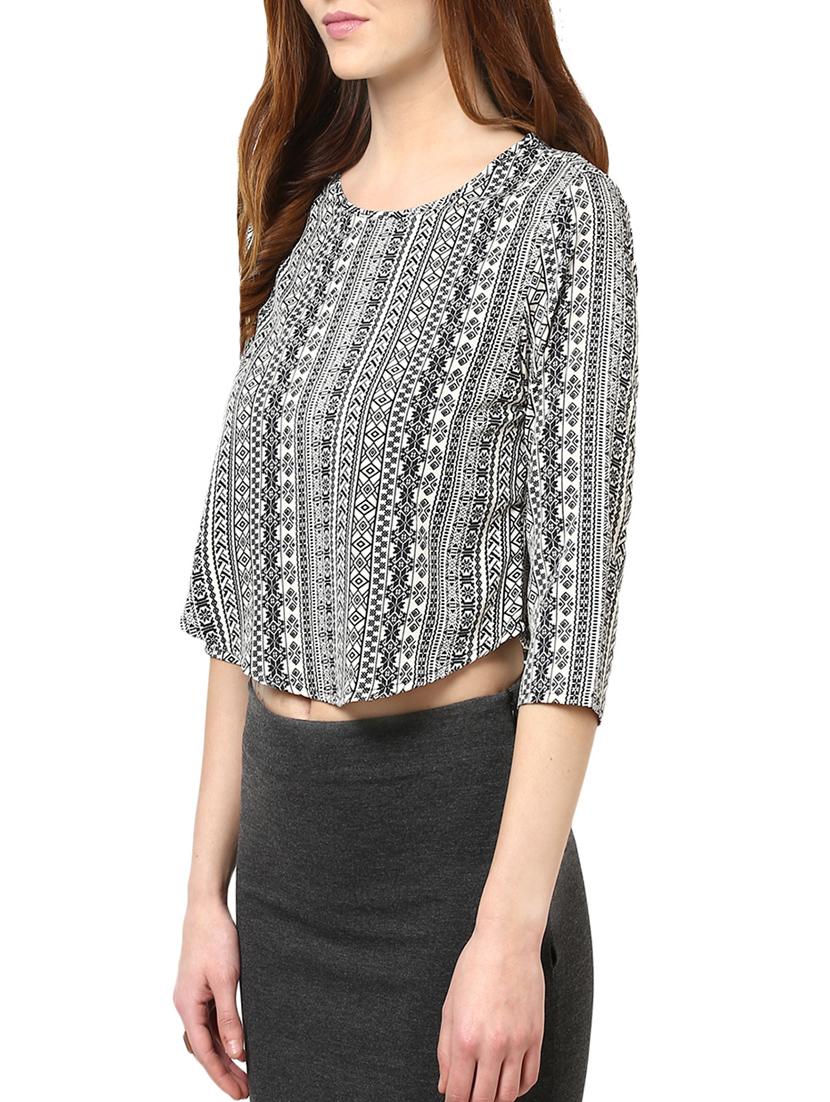 black poly crepe crop top - 13741094 - Standard Image - 1