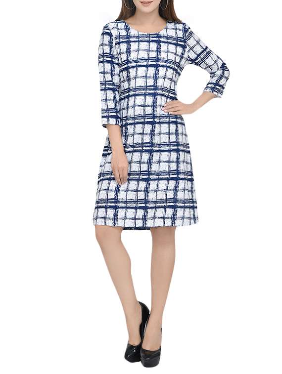 checked a-line dress