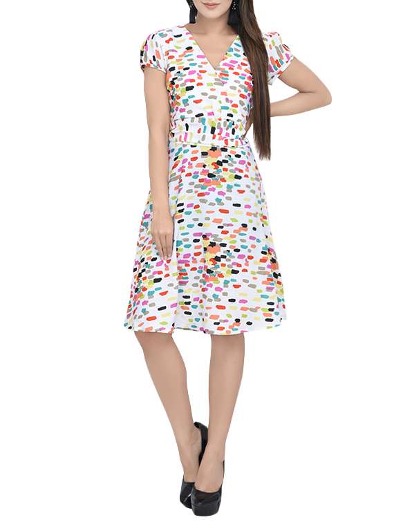 confetti print belted dress