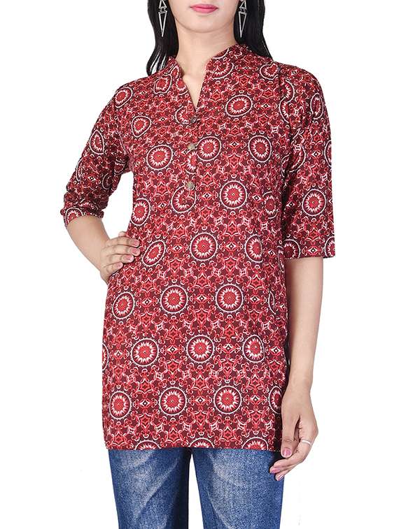 maroon viscose straight kurti
