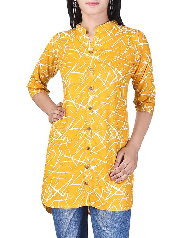 yellow viscose straight kurti