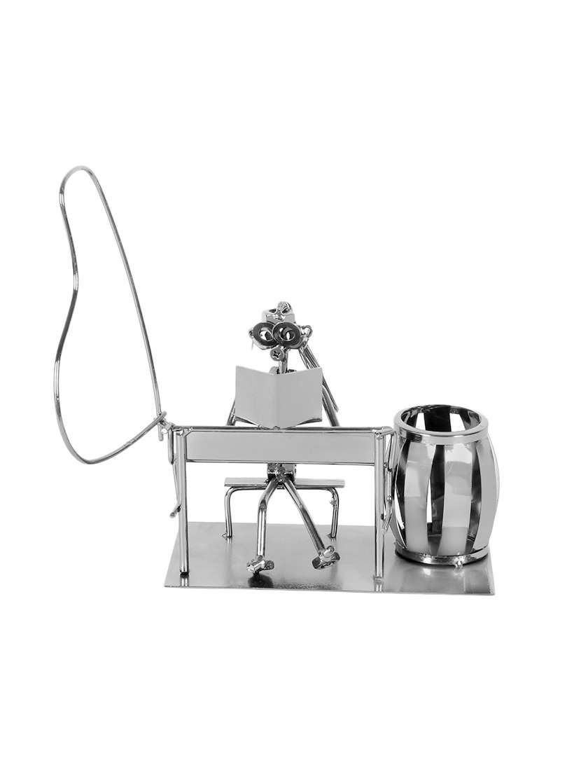 jewel fuel iron metal girl playing piano office desk organizer showpiece