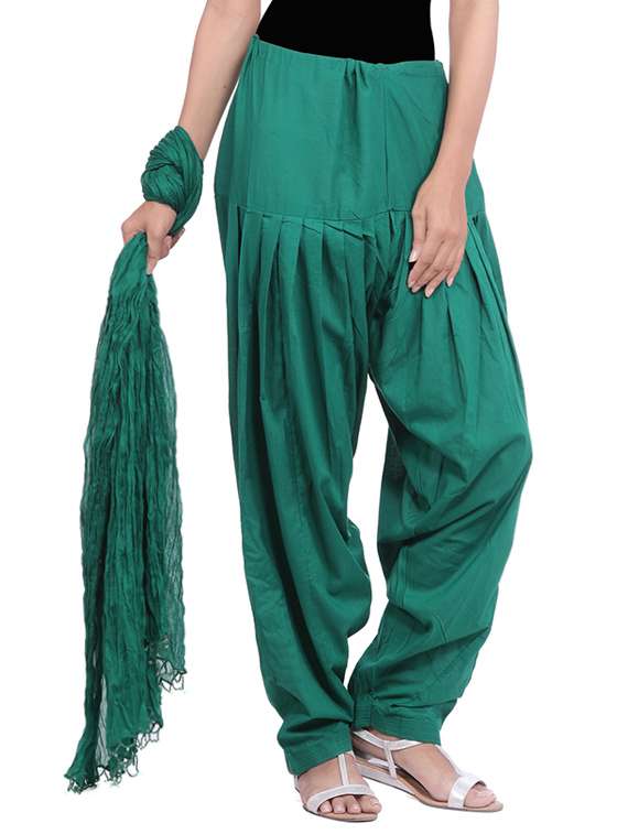 green cotton patiyala salwar with dupatta