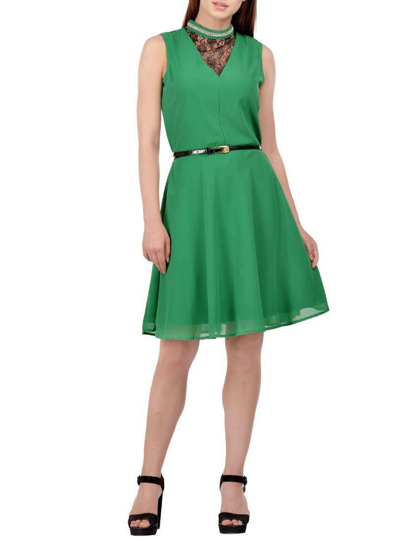 women's fit & flare solid dress