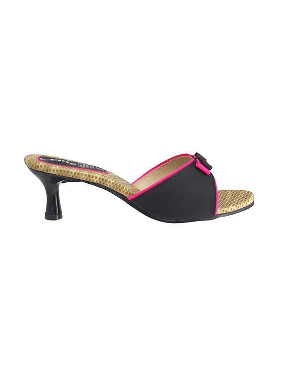 Black Fabric Slip On Sandals - 13751212 -  Standard Image - 1